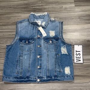 NWT Francesca’s almost famous Distressed Blue Denim Vest